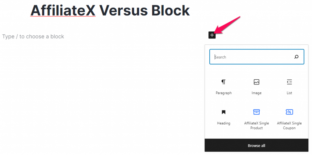 How to add the AffiliateX Versus block?