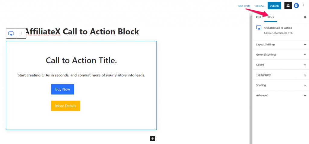 How to add the AffiliateX Call to Action block
