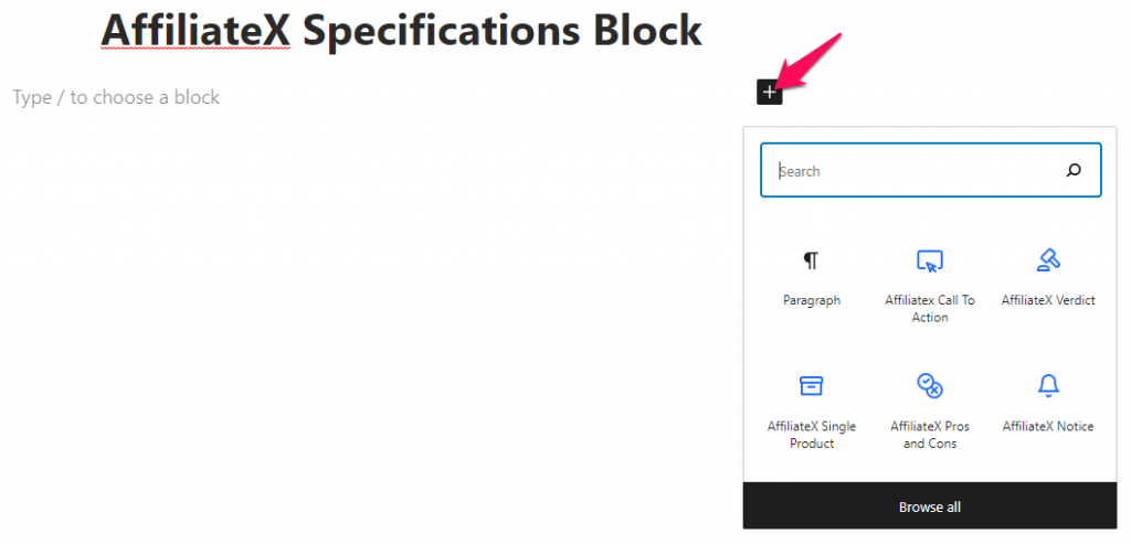 AffiliateX Specifications Block