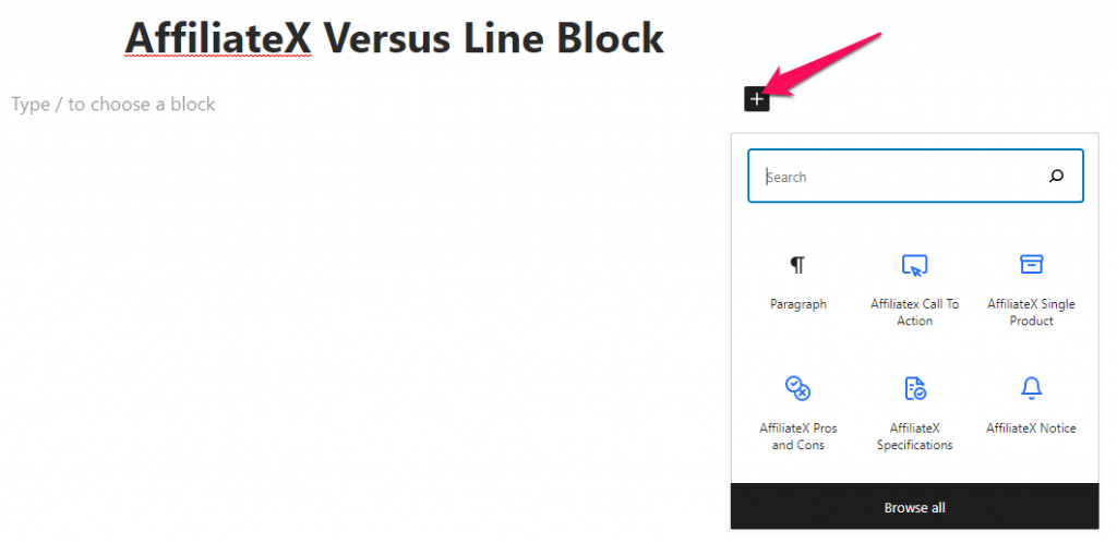 How to add the AffiliateX Versus Line block