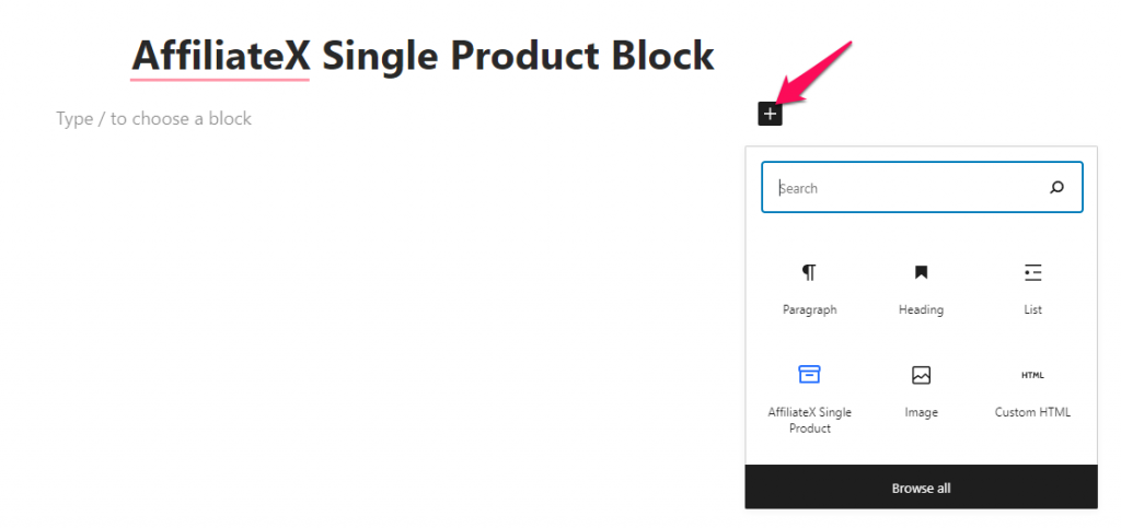 How to add the AffiliateX Single Product block
