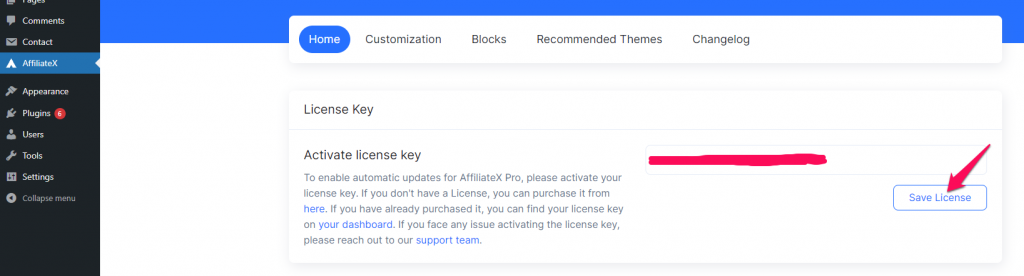 Activate AffiliateX Pro License Key