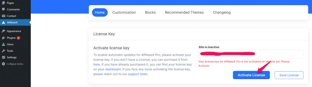 Activate AffiliateX Pro License Key