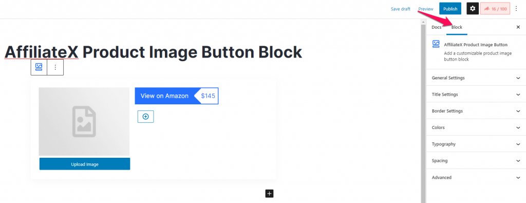 How to add the AffiliateX Product Image Button block