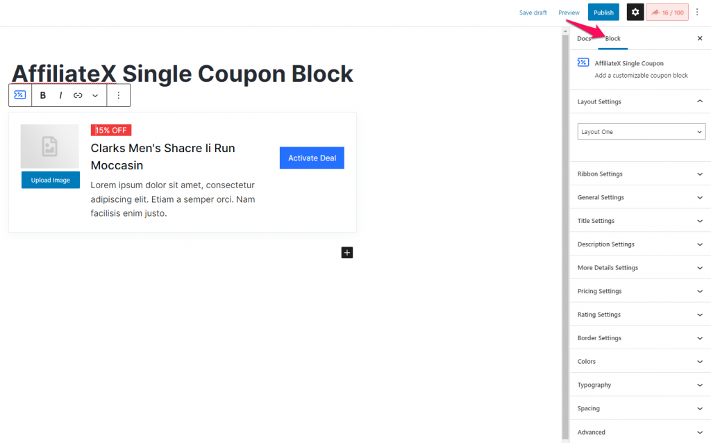 How to add the AffiliateX Single Coupon block