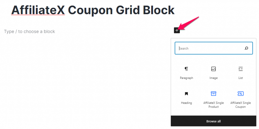 How to add the AffiliateX Coupon Grid block